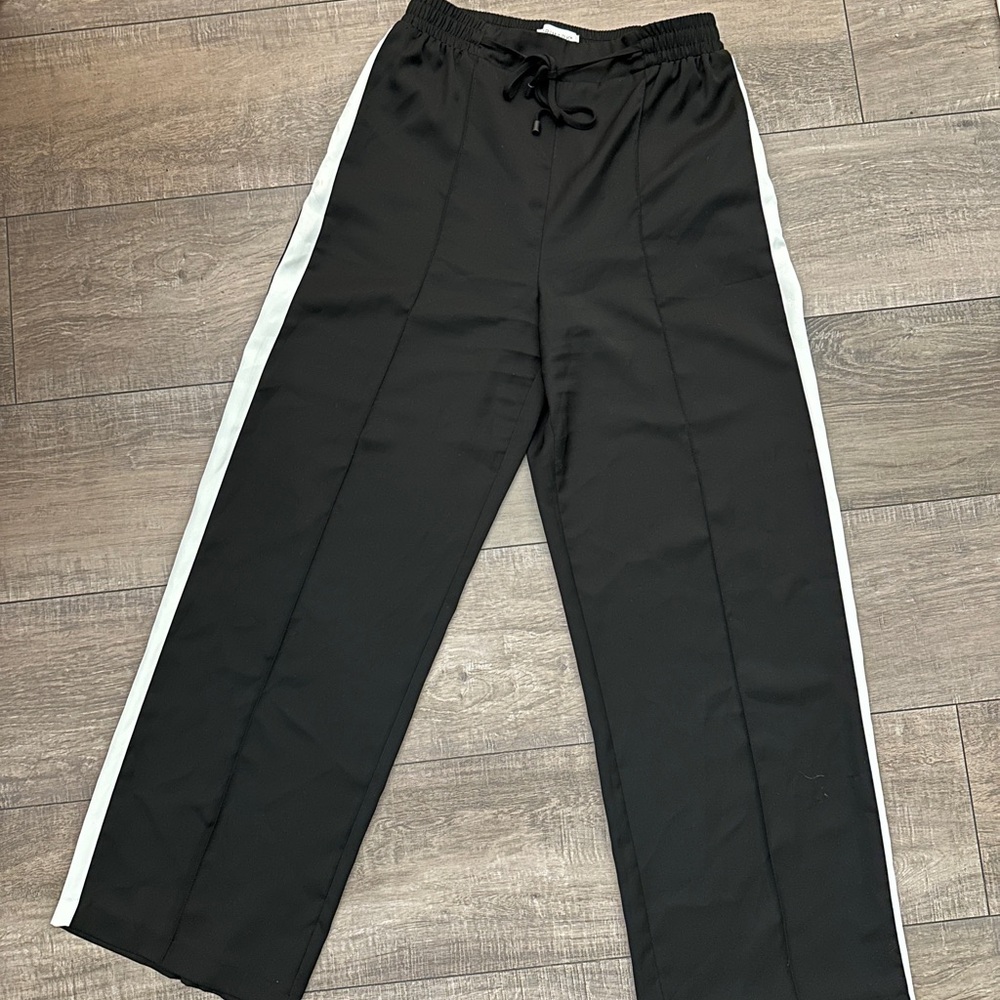 Black and White Wide Leg Women's Track Pants